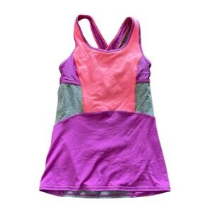IVIVVA Purple Coral / Pink Grey Criss Cross Tank Top Athletic Activewear Size 12